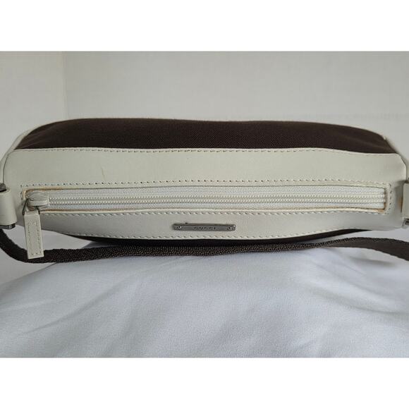 Gucci Web Sherry Line Accessory Pouch Rare Brown Canvas White Leather 92820 - Picture 8 of 15